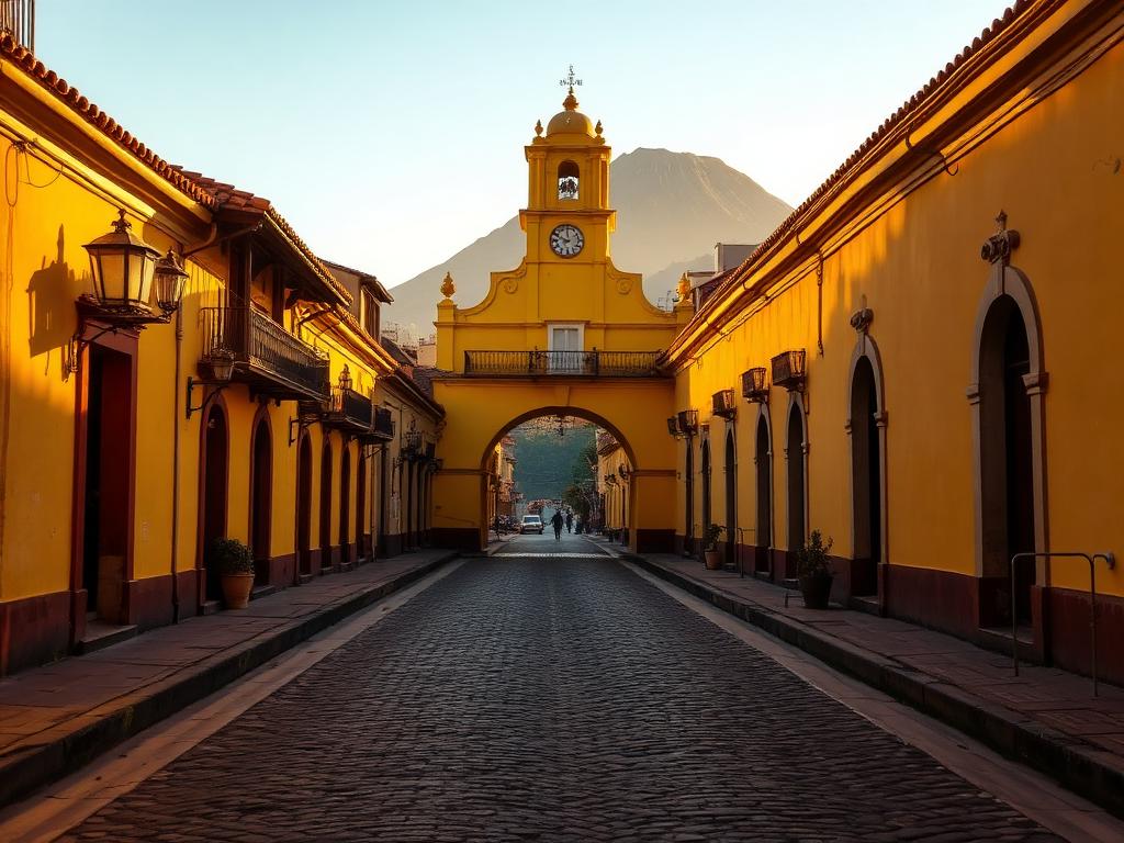Cobblestone streets, colonial arches and volcano views in a UNESCO World Heritage city.
